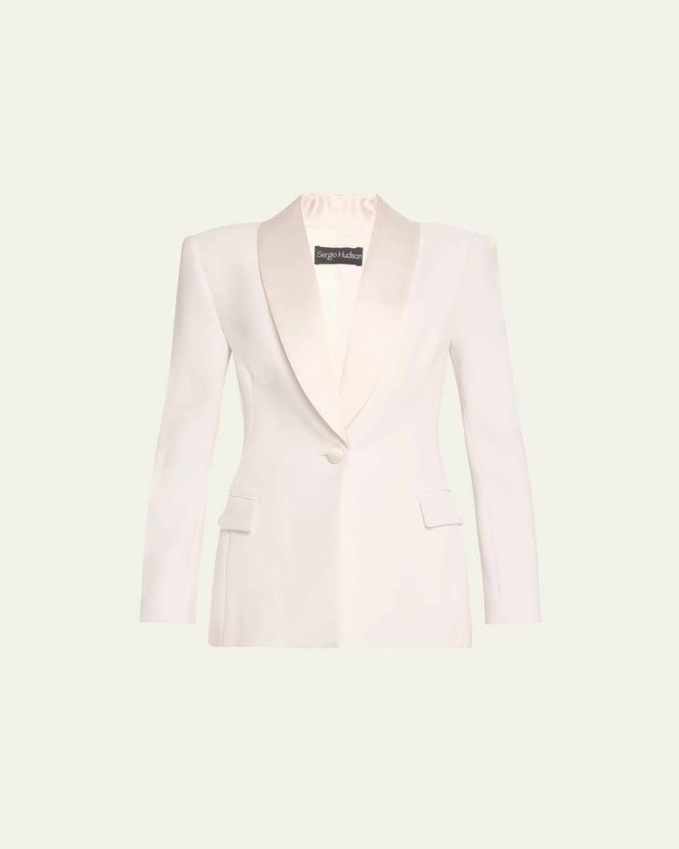Satin Shawl Lapel One-Button Blazer